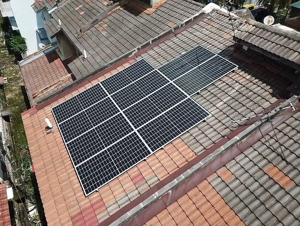 Solar panel on the roof of a house